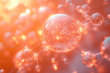 Poster - A wheel of interconnected glowing orbs spinning endlessly,