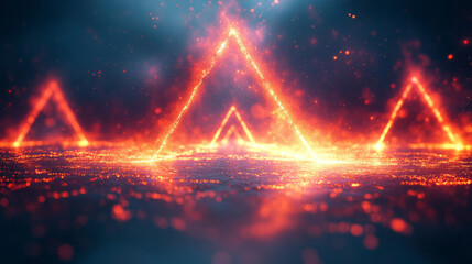 Aufkleber - A spiral of glowing triangles rotating endlessly,