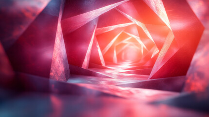 Aufkleber - A spiral of glowing triangles rotating endlessly,