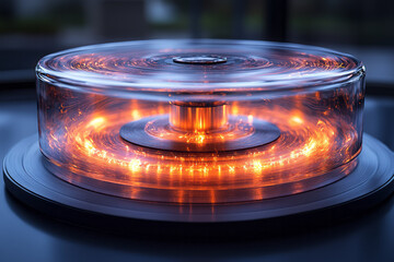 Aufkleber - A gyroscopic perpetual motion machine glowing dynamically,