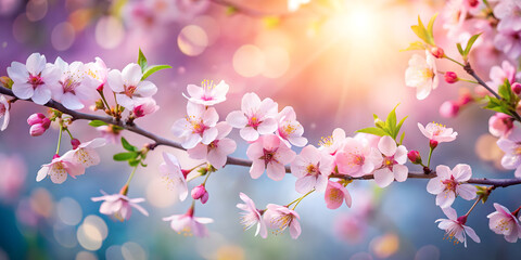 Wall Mural - Spring blossom background with soft focus and bokeh effect.