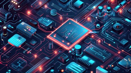 Poster - flat circuit technology vector illustration