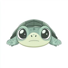 Wall Mural - A cute, cartoon-style turtle with big eyes, designed for children's illustrations.