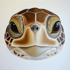 Wall Mural - A stylized illustration of a turtle's face, showcasing its features and expression.
