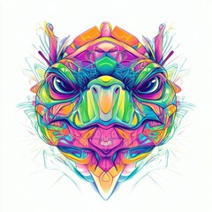 Wall Mural - A vibrant, abstract illustration of a turtle with intricate patterns and colors.