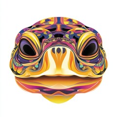 Wall Mural - A vibrant, stylized illustration of a turtle's face with intricate patterns.