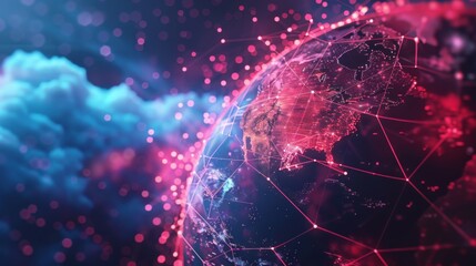 Poster - futuristic network of cloud computing and blockchain technology