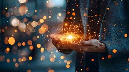 Aufkleber - Business Smart Digital Transformation Success seamless integration of digital and physical business environments Stock Photo with side copy space