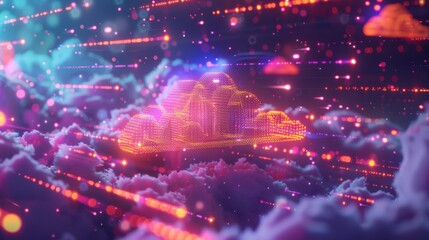 Poster - futuristic network of cloud computing and blockchain technology