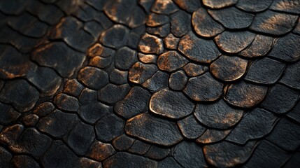 Poster - Detailed Close-Up of Snake Hide Texture Featuring Rich Dark Tones and Intricate Patterns Highlighting Nature’s Chaos and Beauty
