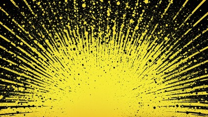 Wall Mural - Digital abstract background with black and yellow elements radiating from a bright yellow center.