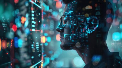 Poster - generative ai : man technology future lifestyle, digital marketing iot internet of thing future ai c