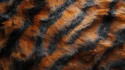 Poster - Close-up View of a Tiger's Fur Texture Exhibiting Chaos in Patterns, Perfect for Artistic and Natural Background Applications