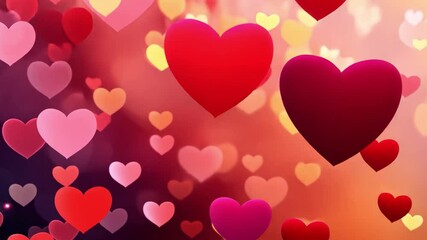 Aufkleber - Colorful hearts float across a soft background, creating a romantic atmosphere ideal for Valentines Day celebrations. This lively visual captures the essence of love and affection.