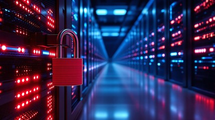 Poster - Secure Data Center with Lock, Highlighting Digital Asset Protection