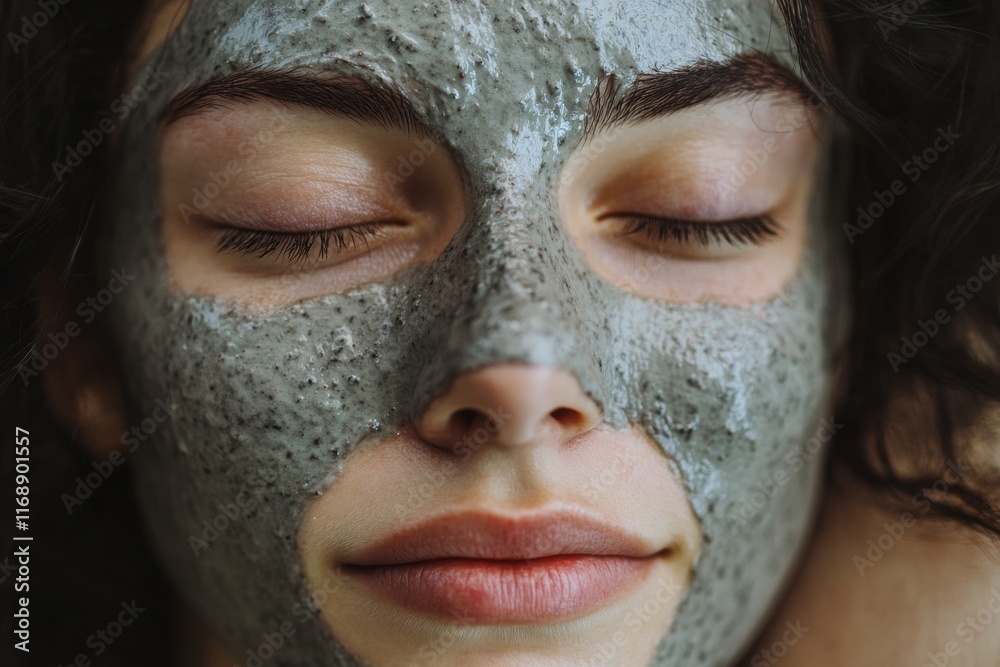 Relaxing spa moment with a clay mask for rejuvenation and self-care in ...