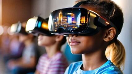 Poster - Children experiencing virtual reality technology in a modern learning environment
