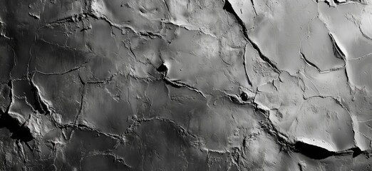 Poster - Abstract black and white textured surface with cracks and crevices resembling natural geological formations, copy space for text