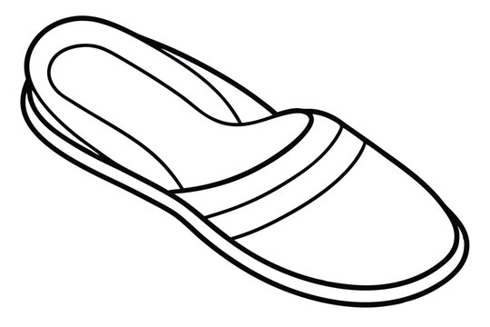 Simple slipper line art vector illustration