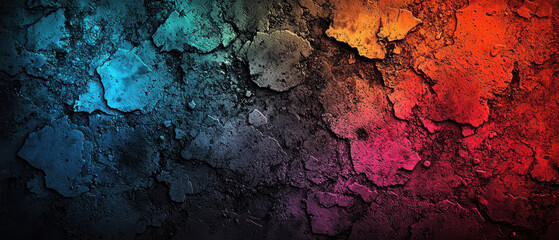 Poster - Vibrant gradient blending of black, teal, cyan, and orange textures creates striking visual
