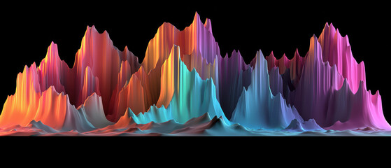 Poster - Vibrant gradient landscape featuring peaks in teal, orange, and purple hues