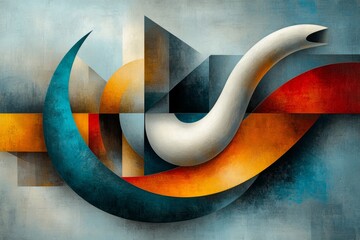 Aufkleber - A stylized shofar rendered in bold, clean lines with earthy tones and abstract accents