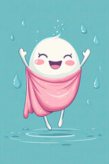 Canvas Print - A workout towel dancing happily as it dries off cartoon sweat drops