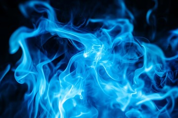 Poster - Abstract blue fire flames on black background. (1)