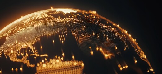 Poster - Glowing Digital Earth Representation with Network Connections and Data Points, Highlighting Global Connectivity and Technology, copy space for text