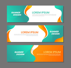 Wall Mural - Set banner template design collection tosca green and orange color