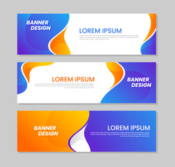 Wall Mural - Set banner template design collection blue and orange color