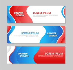 Wall Mural - Set banner template design collection blue and red color