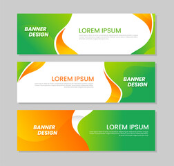 Wall Mural - Set banner template design collection green and orange color