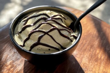 Canvas Print - Chocolate-Drizzled Creamy Dessert