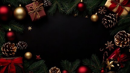 Wall Mural - Gifts and Pine Needles Enhance the Seasonal Festivities