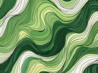 Poster - Vector illustration with a green and white background featuring wavy lines, in a green theme