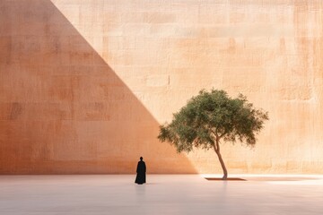 Poster - A sleek, abstract representation of the Western Wall, using simple lines and subtle texture
