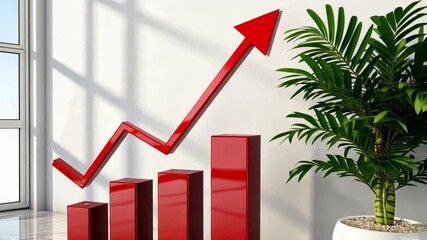 Poster - Growth of sustainable finance illustrated by upward trend graph and green plant