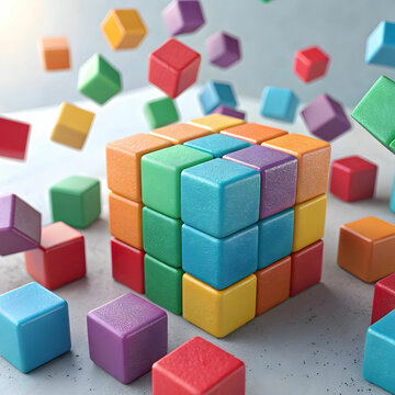 abstract 3d illustration of colorful cubes backgrund