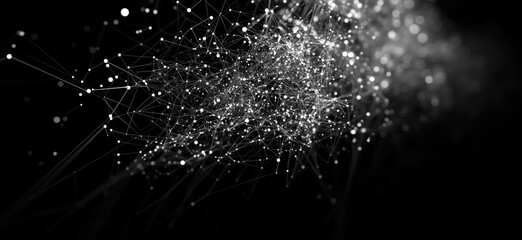 Poster - Abstract network of interconnected nodes and lines, representing data flow and connectivity in a digital space, copy space for text