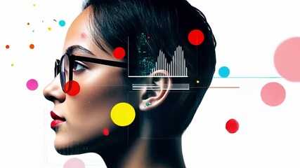 Aufkleber - woman with glasses against a digital background representing artificial intelligence concepts