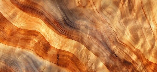 Poster - Abstract wood texture with flowing patterns and warm tones, showcasing natural beauty and intricate grain details, copy space for text