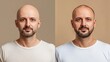 © 姚 姚 - Before and after views of successful hair restoration treatment. Transformation showcasing renewed confidence and improved appearance through advanced medical solutions.