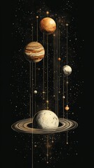 Wall Mural - cosmic journey through the solar system with planets and stars in a breathtaking display