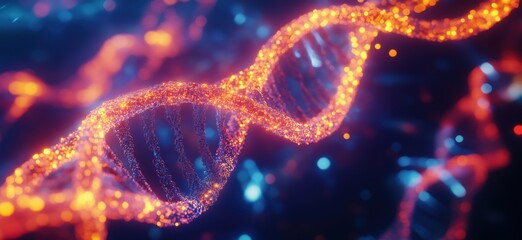 Aufkleber - dna helix structure with vibrant colors and glowing particles representing genetic material and mole