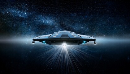 Wall Mural - a spaceship sailing through deep, dark space