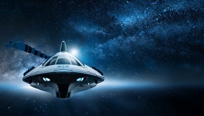 Wall Mural - a spaceship sailing through deep, dark space