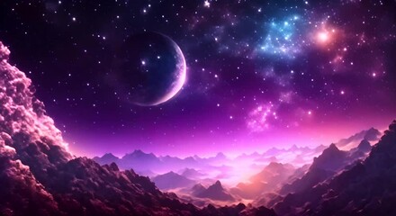 Wall Mural - stars and galaxy outer space sky night universe seamless looping overlay virtual video animation bac