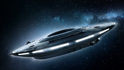 Wall Mural - a spaceship sailing through deep, dark space