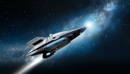 Wall Mural - a spaceship sailing through deep, dark space